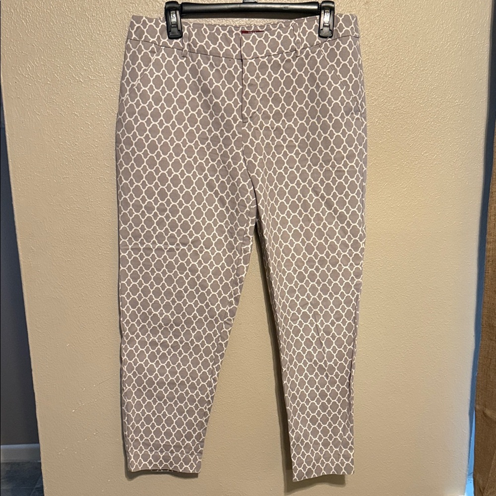 Gray Geometric Patterned Women’s Career Pants